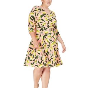 Leota Limoncello Printed Wrap Dress 2L/2X